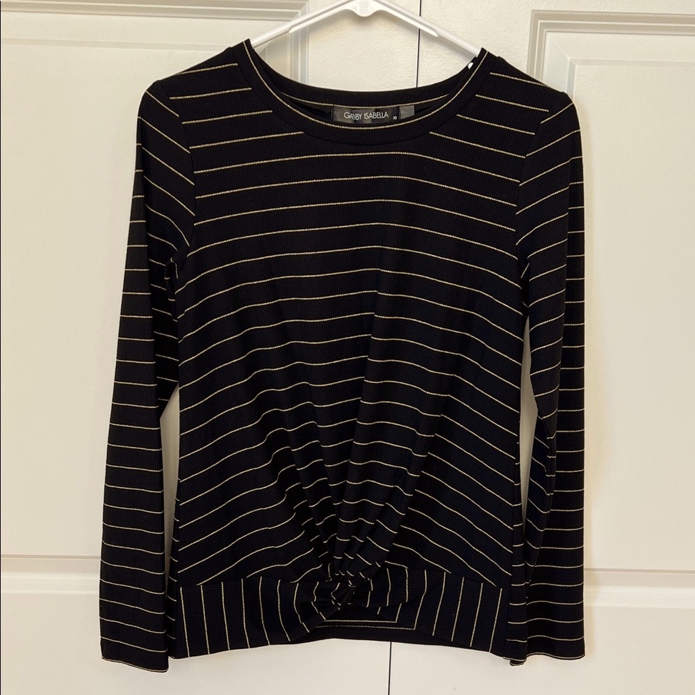 Gabby Isabella Women's Black and Gold Striped Shirt, Size  XS